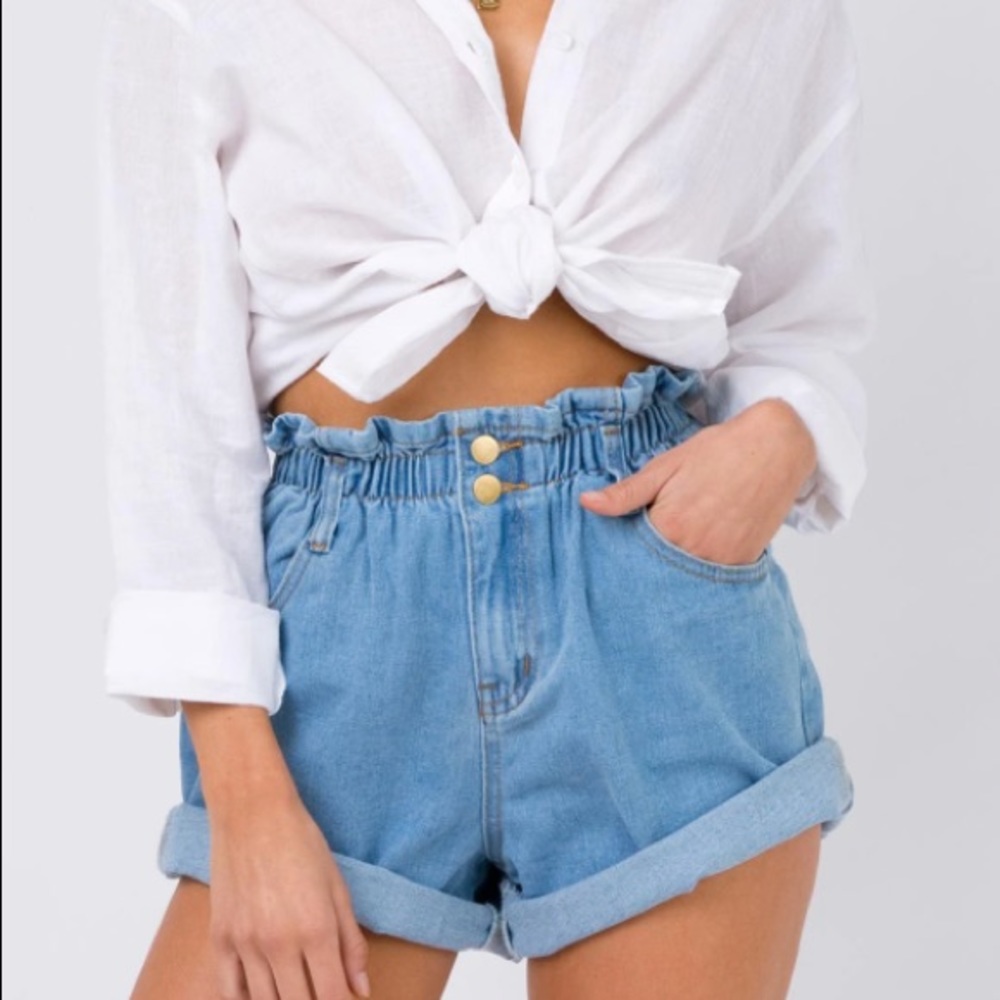 NWT Princess Polly Paperbag Denim Shorts